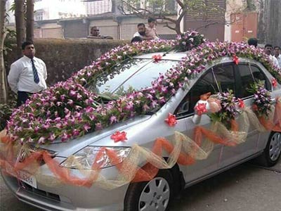 Car decoration arranges for wedding in Bhopal - Utsav Marriage Garden